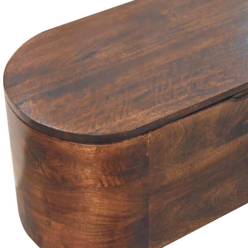 Artisan Furniture Solid Wood California Walnut Rounded Lid up Blanket Box, Brown With Storage - N/A