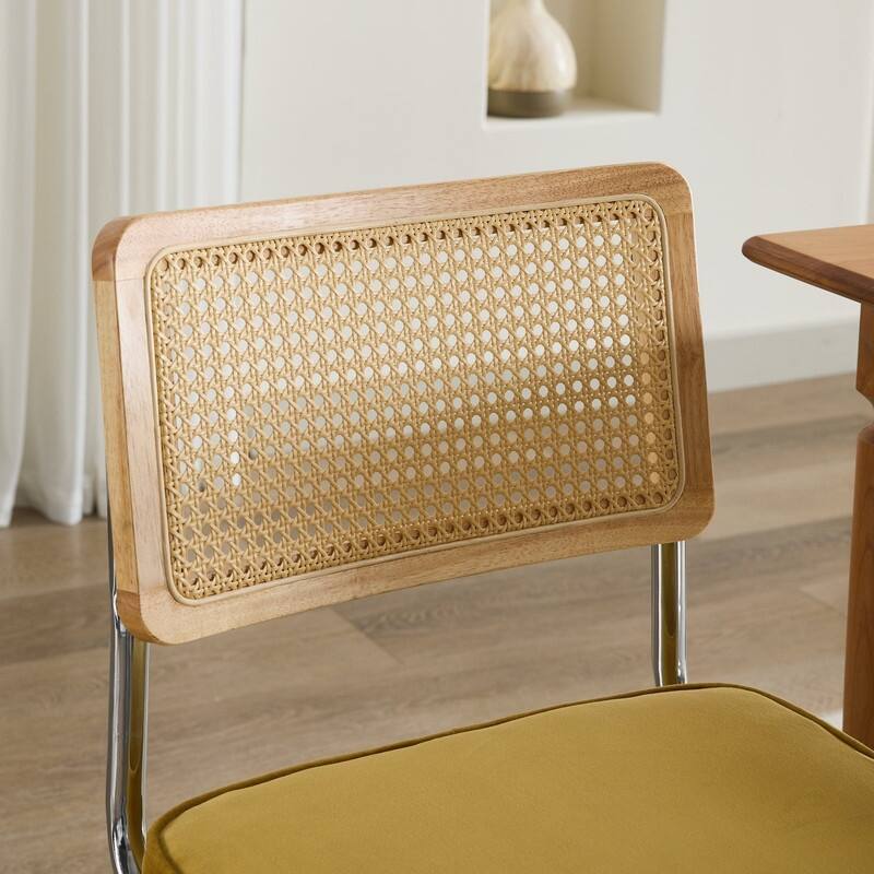 31.9''H Velvet Rattan Dining Chairs Set of 2 - N/A