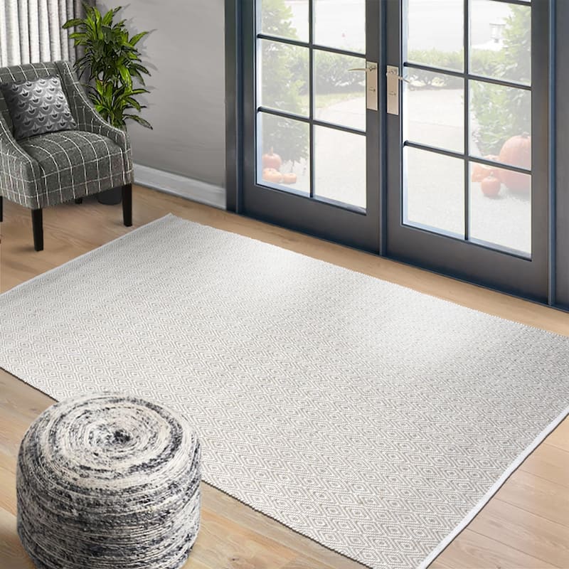 Hand Woven Chloe Design Diamond Flat Weave Wool Traditional Oriental Area Rug