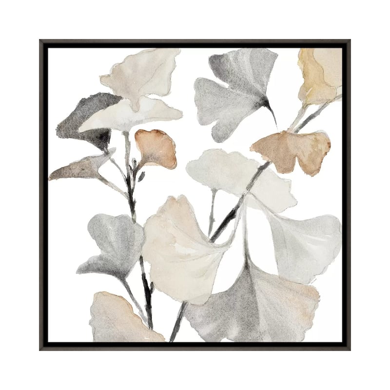 iCanvas "Neutral Ginko Stems I" by Lanie Loreth Framed - 18x18 - Charcoal