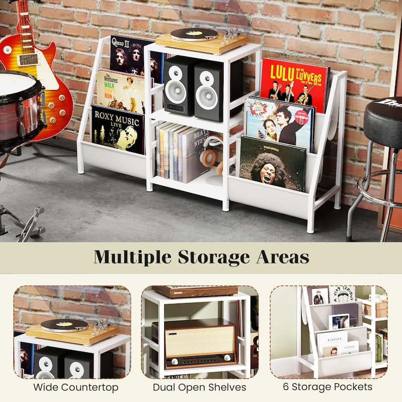 Gymax Record Player Stand w/ Vinyl Storage Turntable Display Stand w/