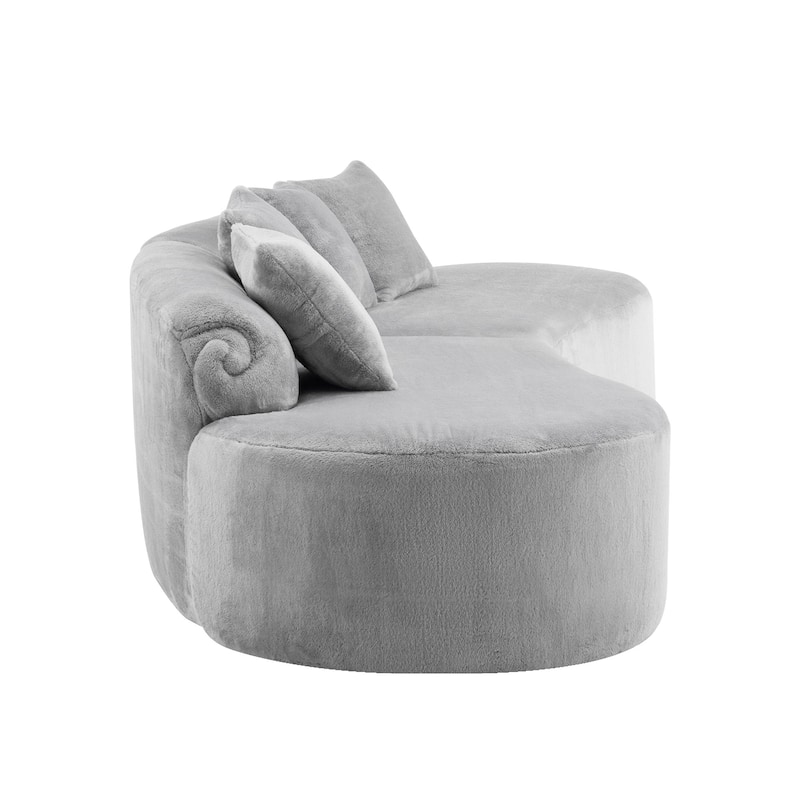 Modern And Simple Curved Flannelette Sofa.Creative Multi-Seater,With A Combination Of Pillows