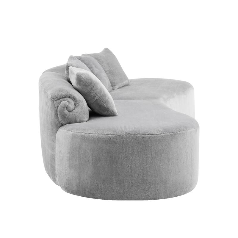 Plush Curved Sectional Sofa Cozy Modular Deep Seat Couch with Pillows