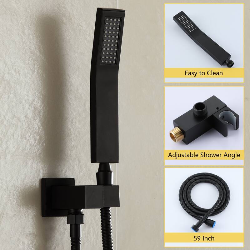 3-Function 12-In Wall Mounted Shower System with Tub Faucet