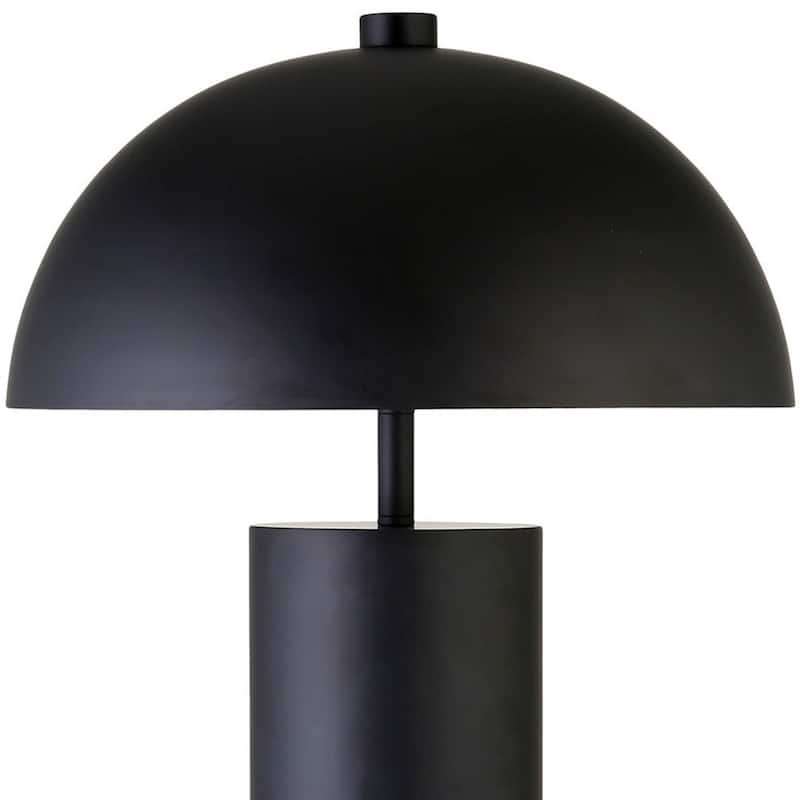 27-Inch Mid-Century Black Metal Table Lamp with Dome Shade - 16" x 16" x 27"