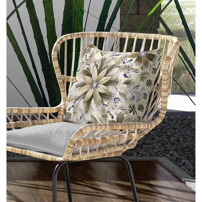 Snowy Crest Indoor/Outdoor Reversible Throw Pillow Beige and Olive