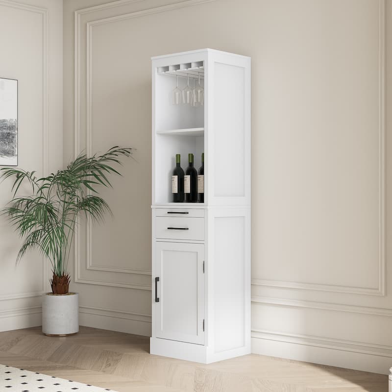Modern Wine Bar Cabinet with Drawers and Storage Shelf for Living Room, Dining Room