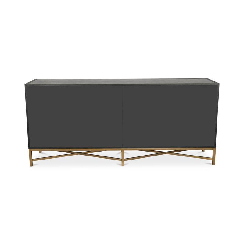 NADAAL STUDIOS Vaughn, Sideboard, Shagreen Patterned Vegan Leather with Brass Legs - 76"W x18"D x34"H