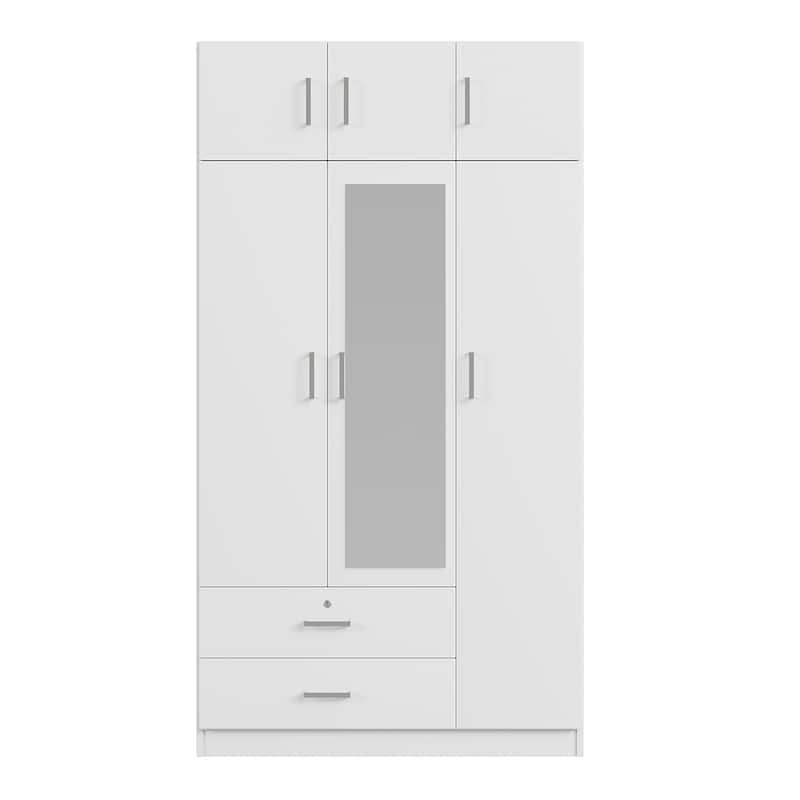 Mirror Wardrobe with 2 Drawers and Top Cabinet by Harper&Bright Designs