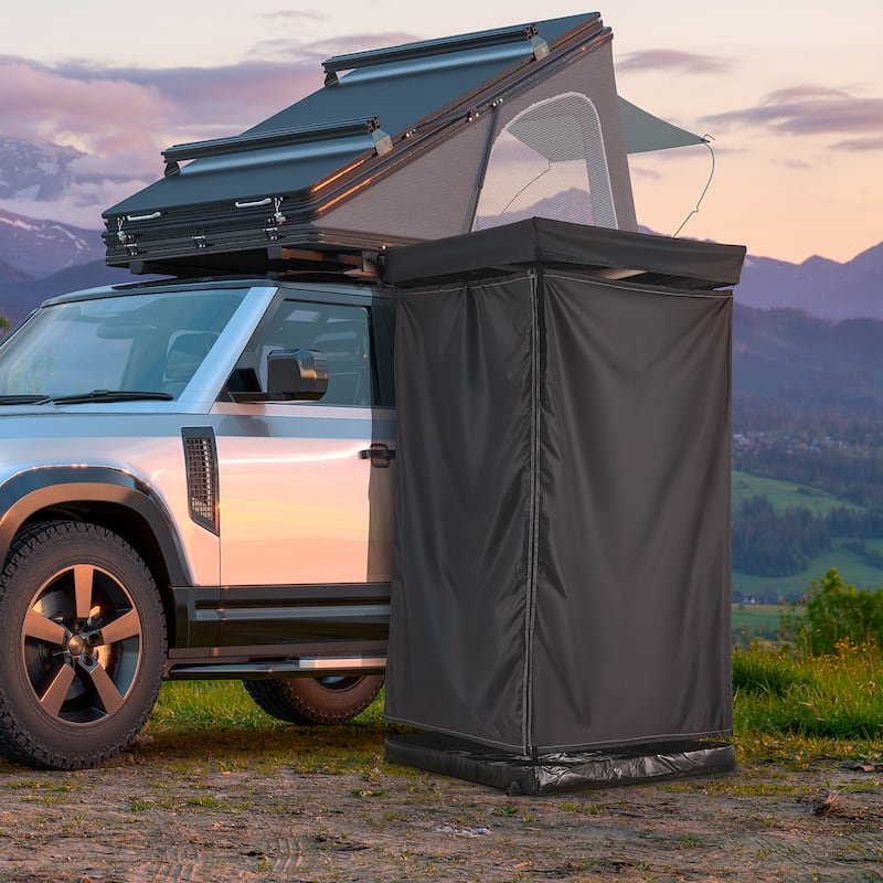 EROMMY Overland Camping Shower Tent with Roof - Black