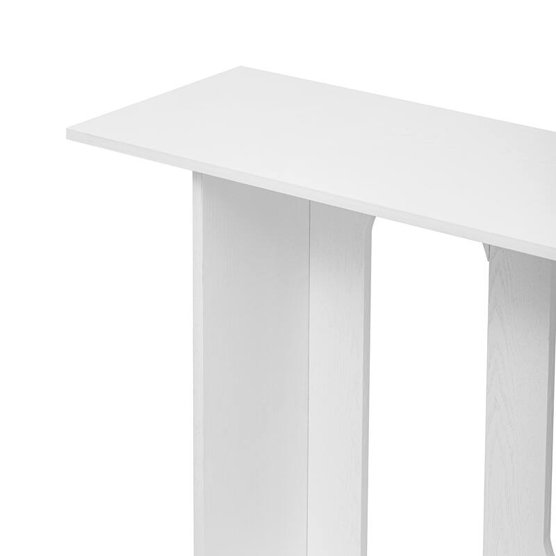 60" Curved Console Table with Ash Veneer Shelf