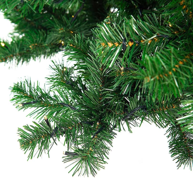 9ft Pre-Lit Christmas Tree with 700 LED Lights and 2028 PVC Tips Auto-Spread Hinged Design - 5.2'Dia x 9'H