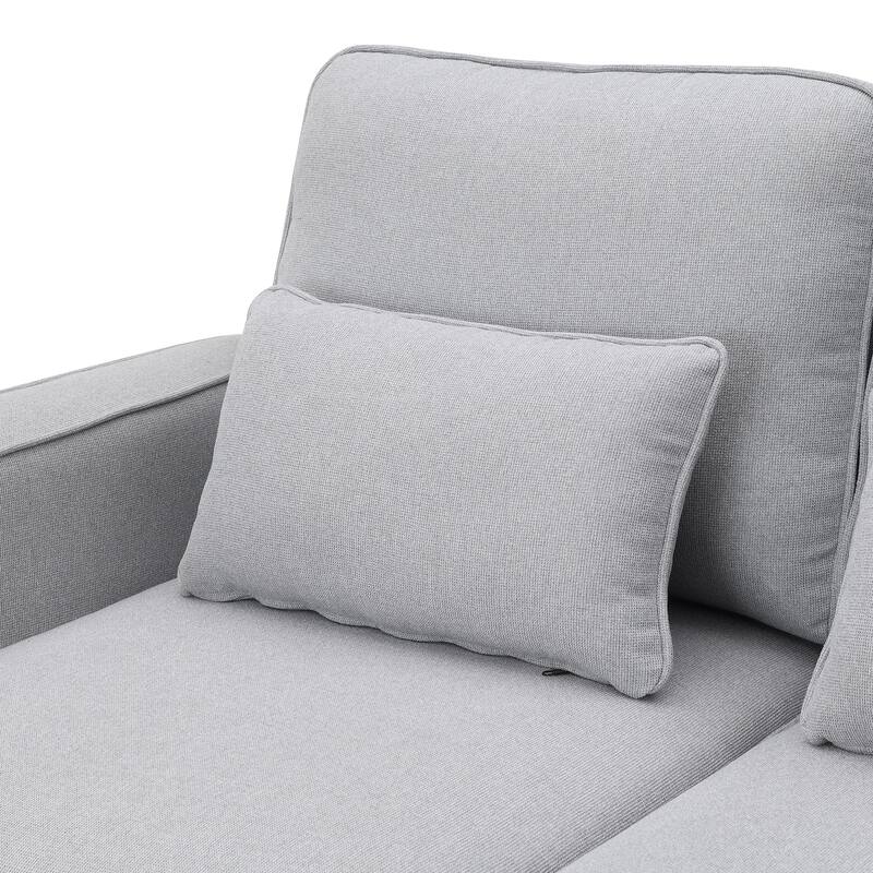 Modern 104" 4-Seater Linen Sofa with Storage Pockets and Pillows for Living Room