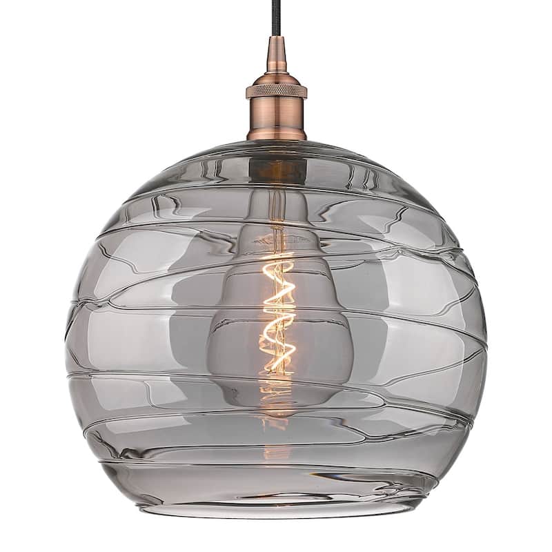Innovations Lighting 616-1P 15 14 Athens Deco Swirl Pendant Athens - Antique Copper / Light Smoke Deco Swirl