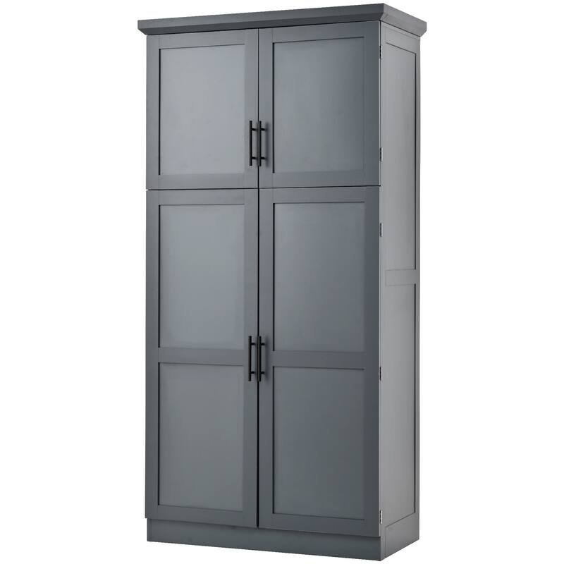 70.9 inch Freestanding Kitchen Cabinet, Tall Storage Cabinet with 4 Doors, 2 Door Shelves, 8 Pull-out Trays and Adjustable Shelf