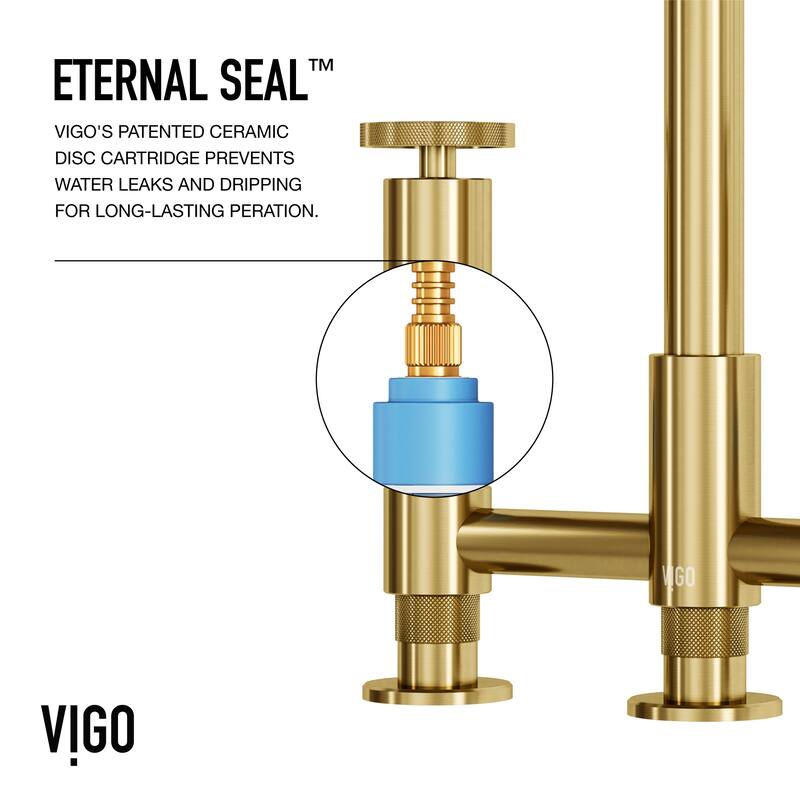 VIGO Cass 12" H 2-Handle Widespread Bridge Pull-Out Sprayer Kitchen Faucet