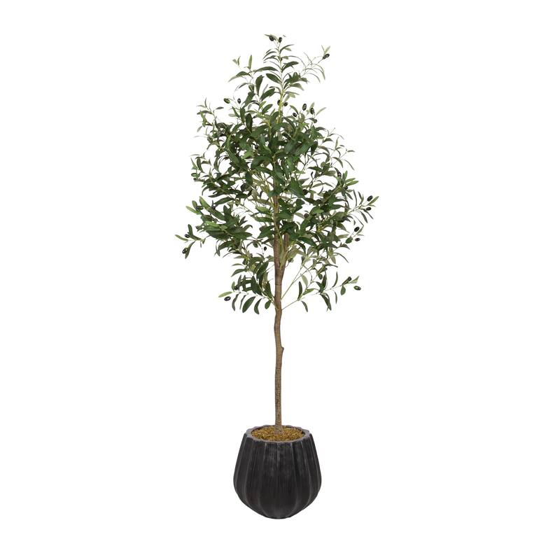 Kate and Laurel Oliveira Faux Olive Tree - 5ft - Black