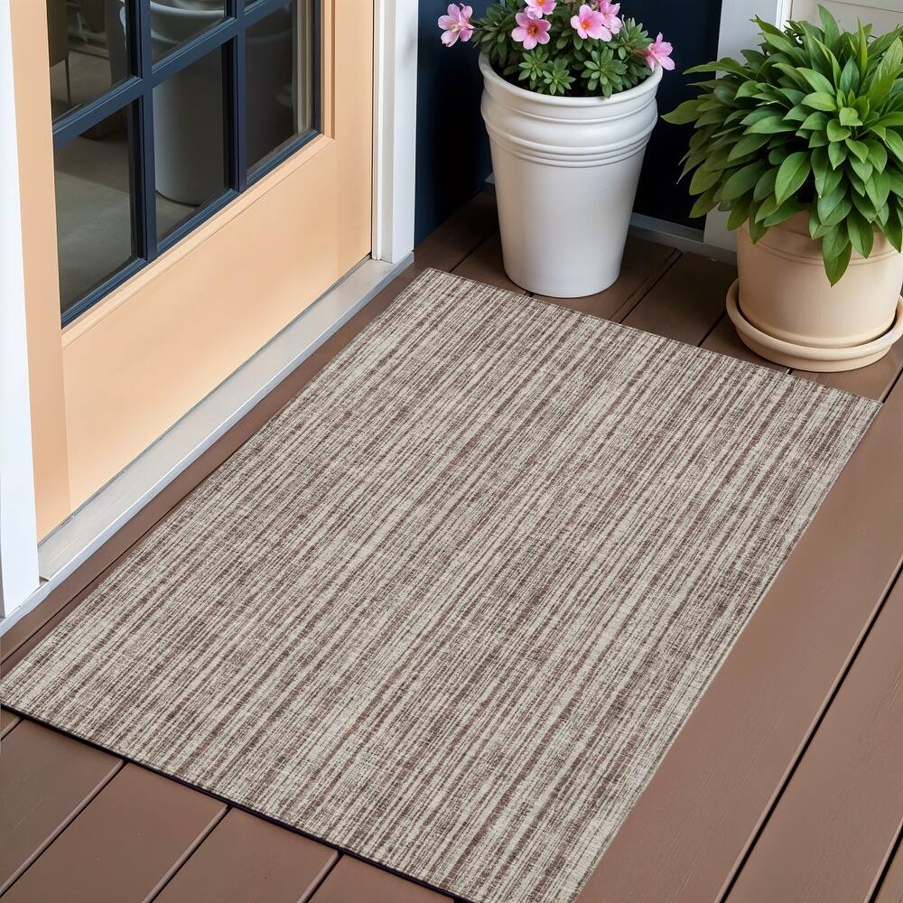 HomeRoots Striped Transitional Rectangle Outdoor Rug
