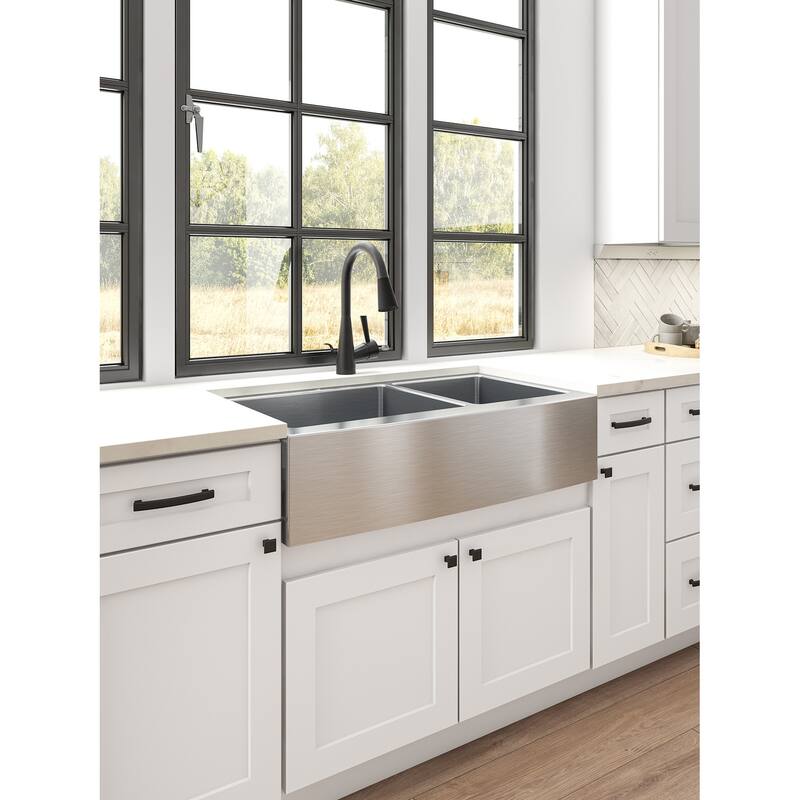 Hardware Resources 35-7/8" Farmhouse Double Basin Stainless Steel