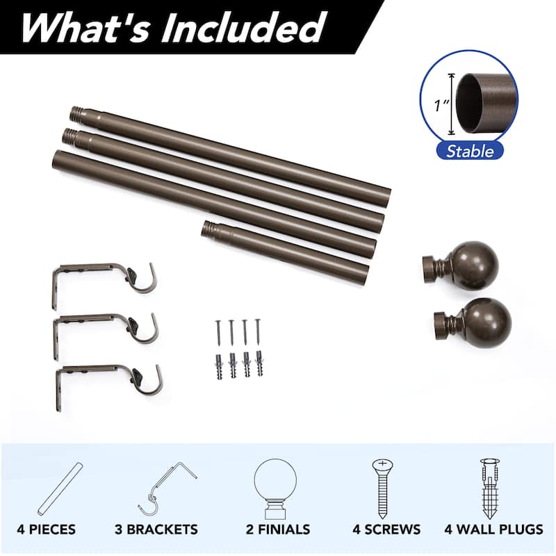 Deconovo 1 Inch Window Curtain Rod