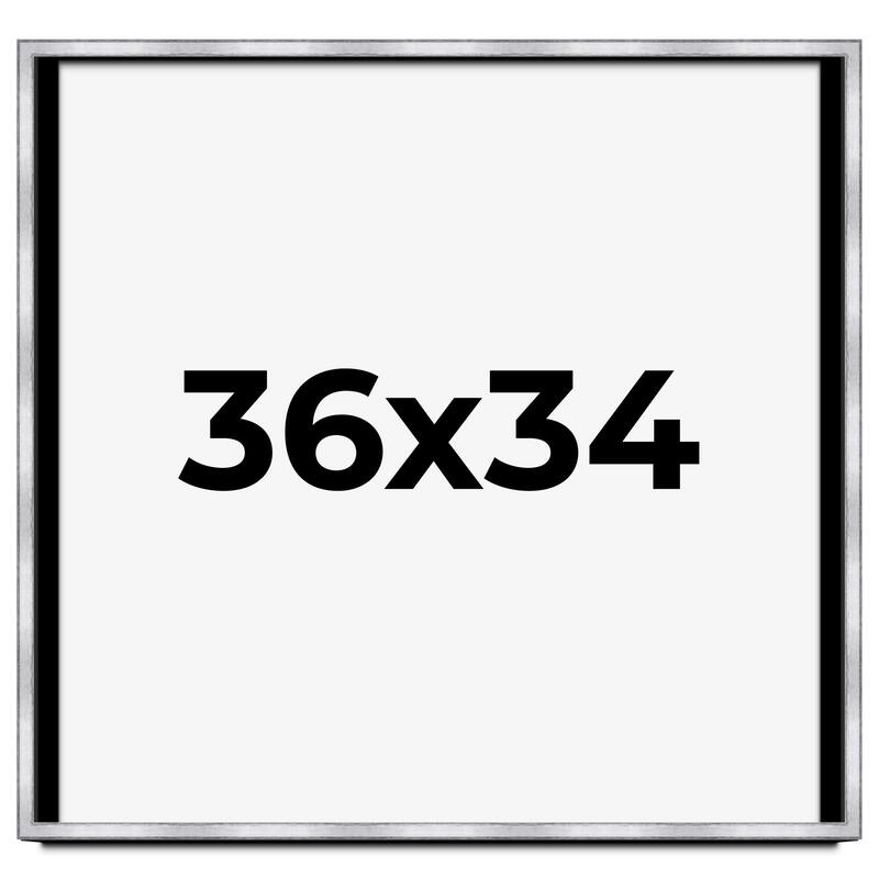 36x34 Shadow Box Frame Silver | 1.375 Inches Deep Real Wood