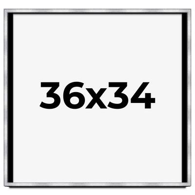 36x34 Shadow Box Frame Silver | 1.375 Inches Deep Real Wood