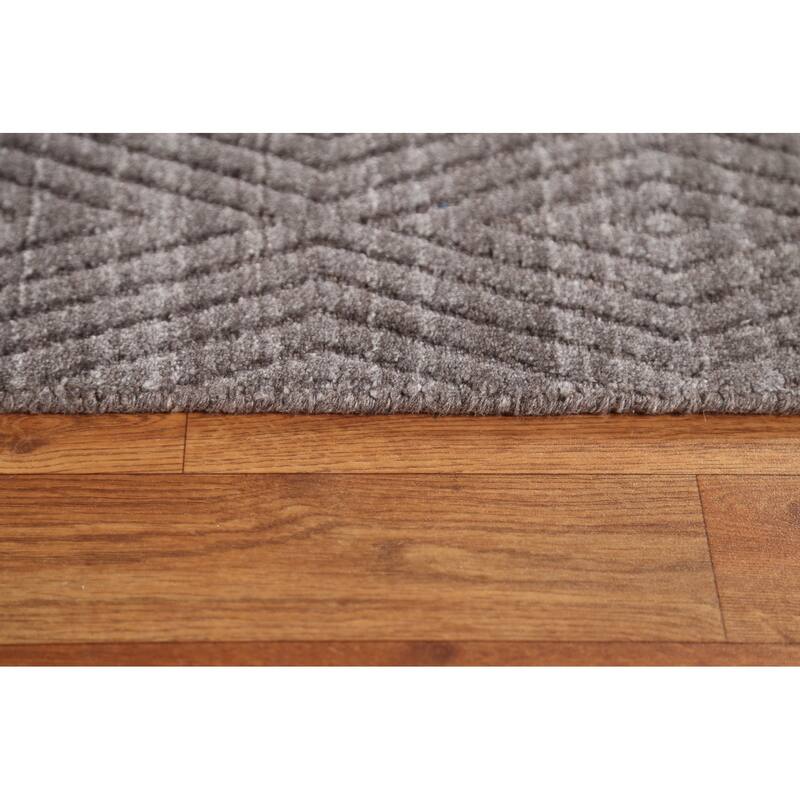 Brown Trellis Gabbeh Modern Area Rug Hand-knotted Wool Carpet - 5'5" x 7'7"
