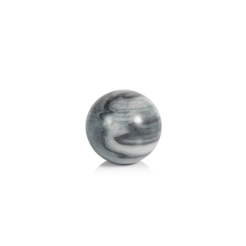 Monza Gray Marble Fill Decorative Balls, Set of 4 - 4.5"