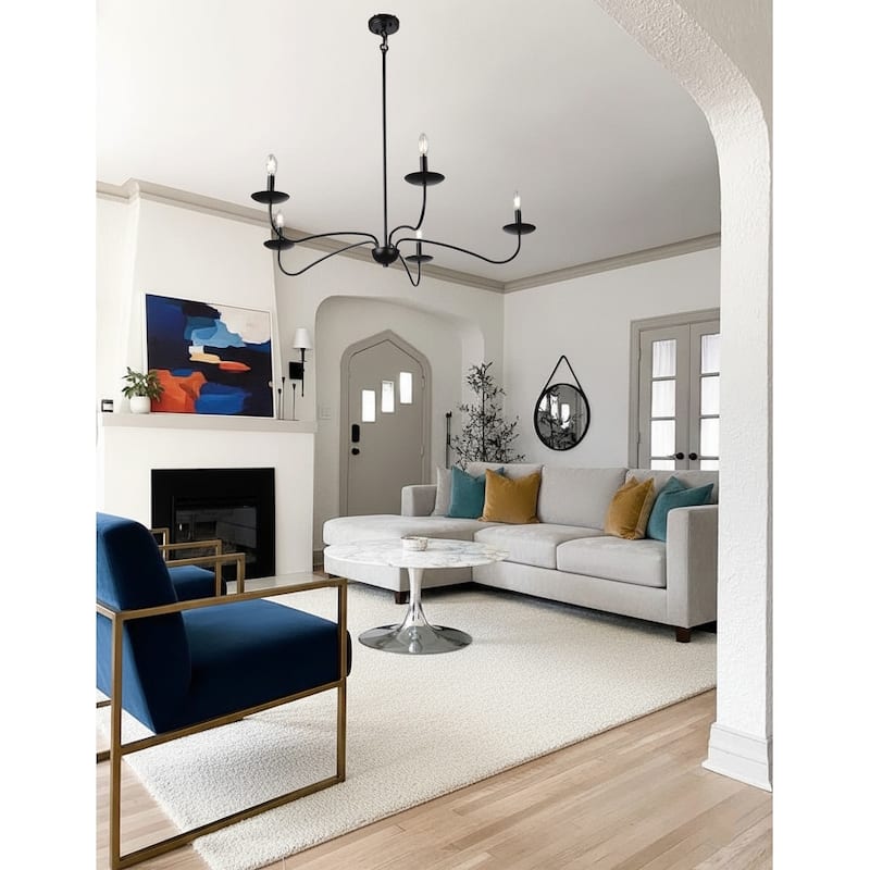 Meridian 5-Light Brushed Brass Chandelier with Candlestick Arms