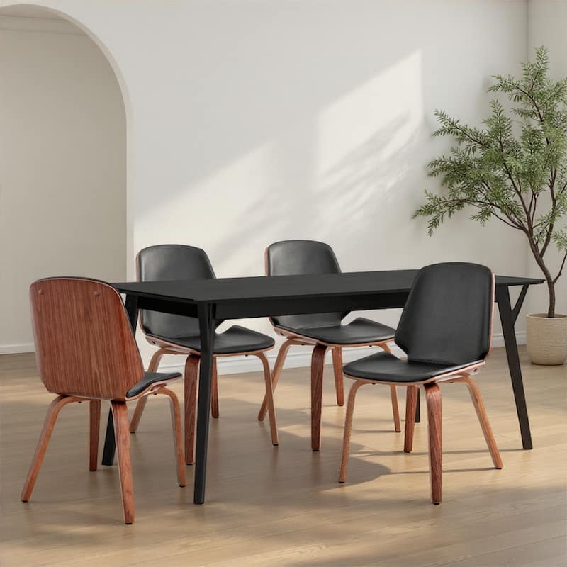 Brinley Walnut or Black Wood Upholstered Dining Chair