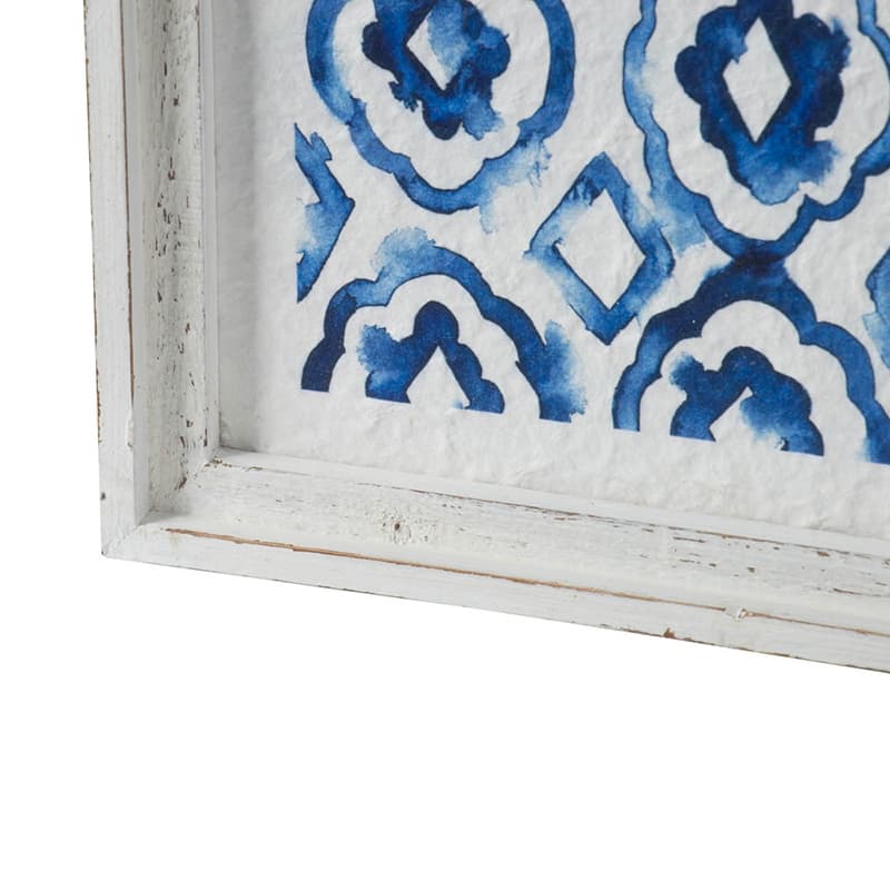 Modern Blue and White Hanging Sculptures Wall Decor with Fir, for Kitchen Beach Sun Room and Living Room Set of 2 Blue