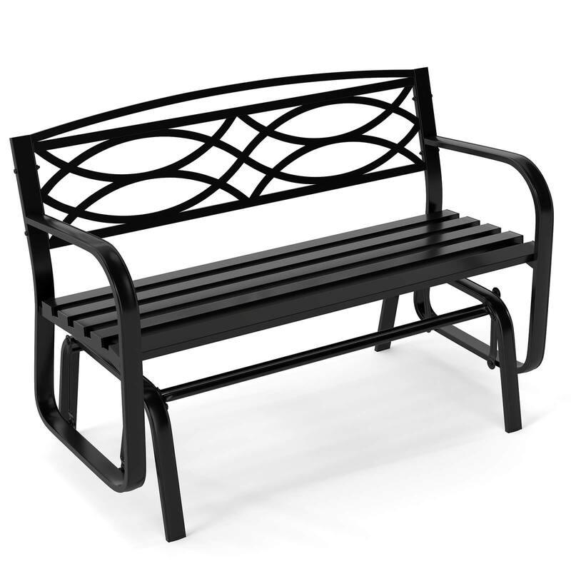 Costway 2-Person Outdoor Glider Bench with Metal Frame Armrests - See Details