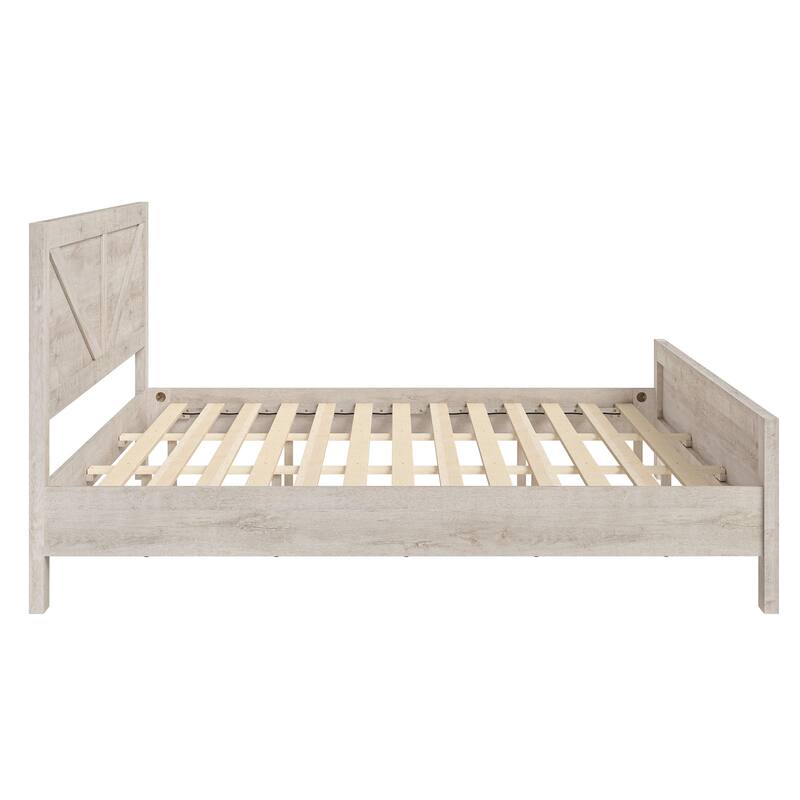 King/Queen Size Wood Platform Bed Frame With Headboard, Solid Wood Platform Bed, No Box Spring Needed, Easy Assembly
