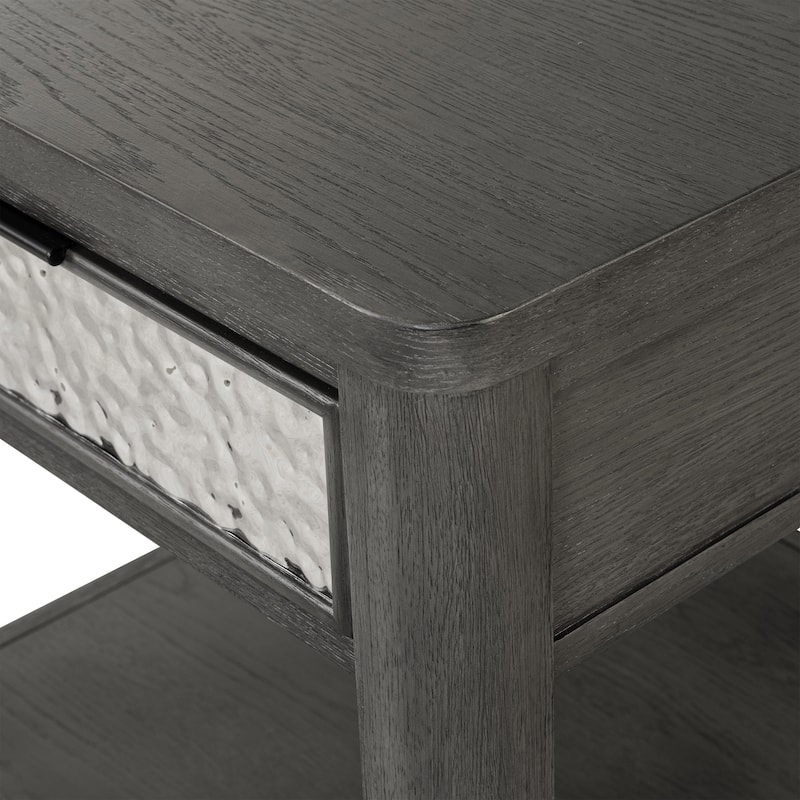 Furniture of America Piez Modern Ash Grey Wood 1-Drawer End Table
