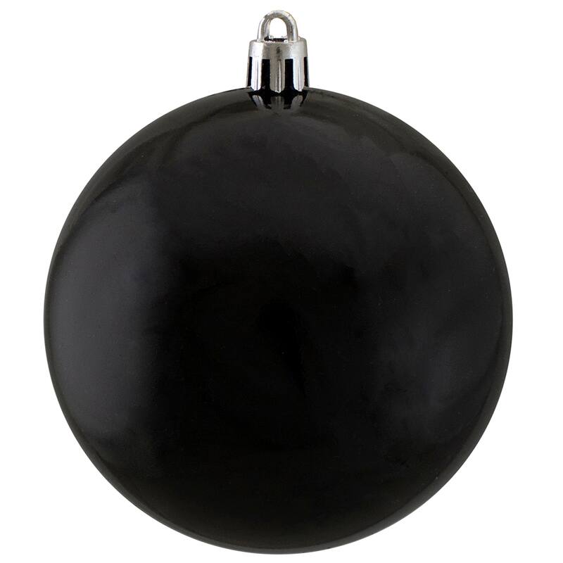 32ct Jet Black Shatterproof Shiny Christmas Ball Ornaments 3.25 inches