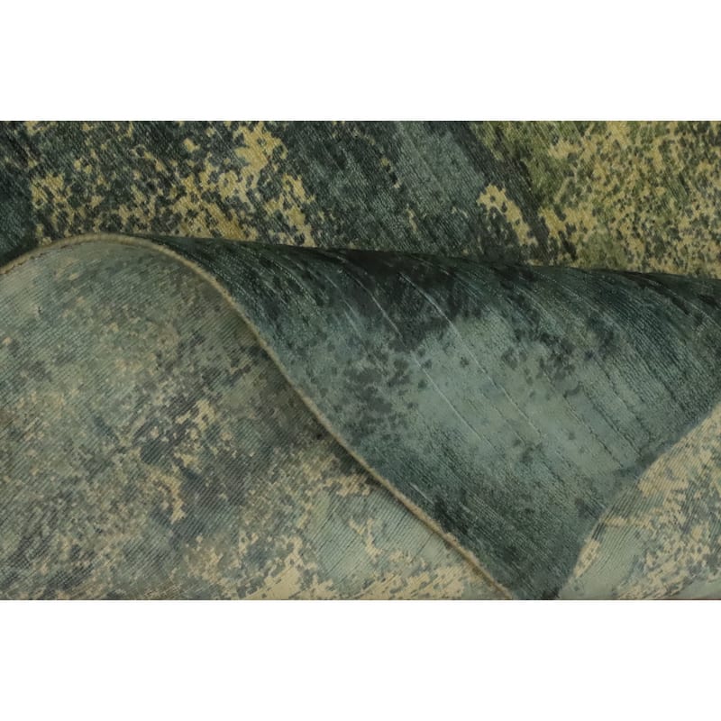Hand-knotted Modern Silk Green Abstract Area Rug Oriental Carpet - 8' 0'' X 4' 10''