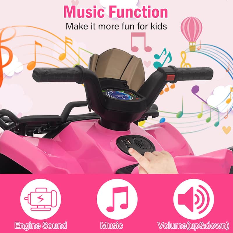 6V Ride On Car 4 Wheeler with Music for Toddlers 1-3 Years