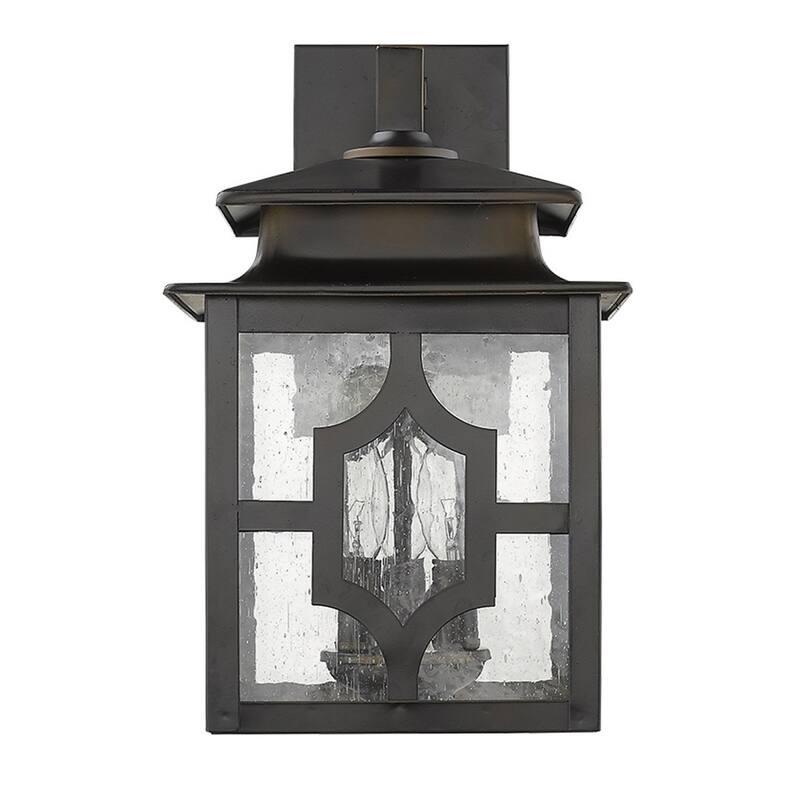 Outdoor Wall Light Fixture with Seedy Glass Shade and Bronze Flush Mount E12 LED Compatible