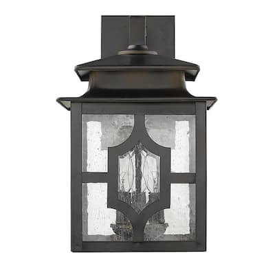 Outdoor Wall Light Fixture with Seedy Glass Shade and Bronze Flush Mount E12 LED Compatible