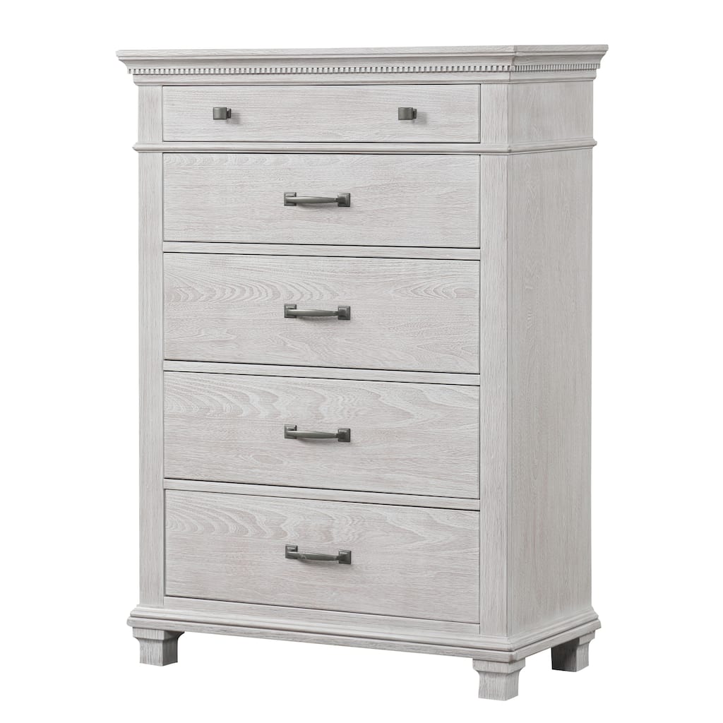 Furniture of America Eleanor Modern Rustic Weathered Grey Solid Wood 5-Drawer Chest