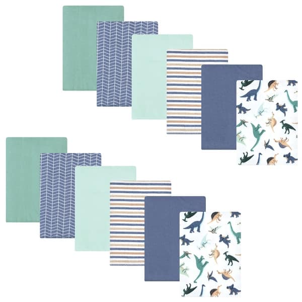 slide 1 of 1, Hudson Baby Boys Cotton Flannel Burp Cloths 12-Pack Bundle, Dino Friends, One Size - Dino Friends - One Size One Size - Dino Friends