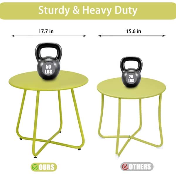 dimension image slide 10 of 12, Clihome Weather-resistant Outdoor Steel Round Side Table