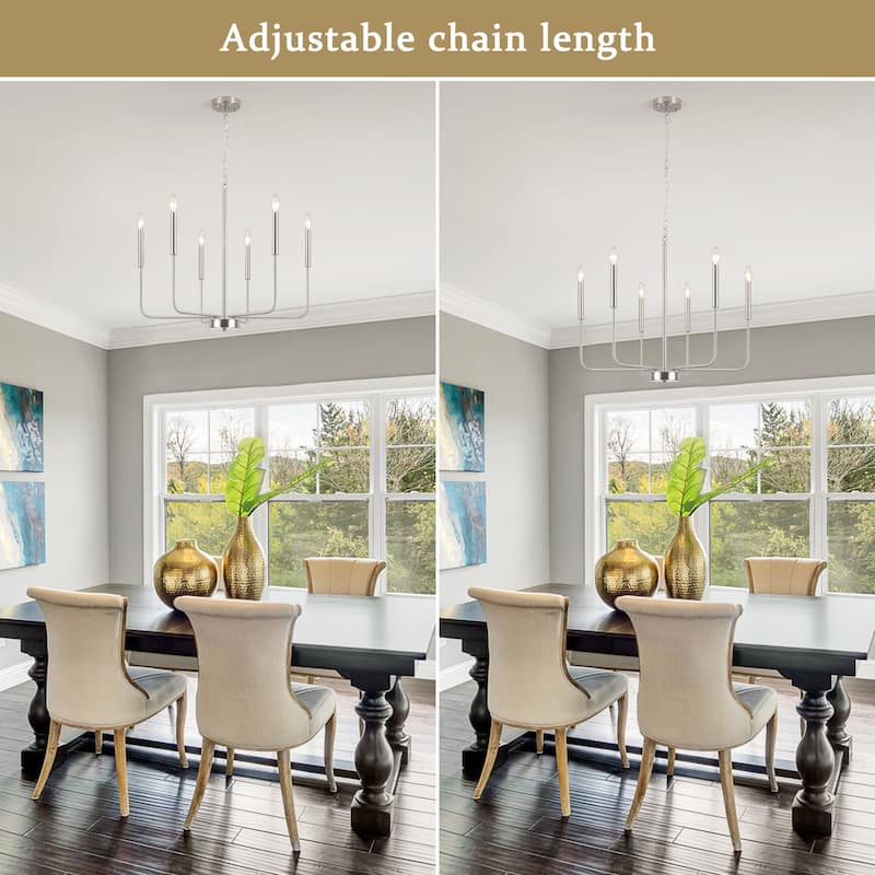 6-Light W26.18" x H66.92" Candle Chandelier for Living Room Kitchen Island