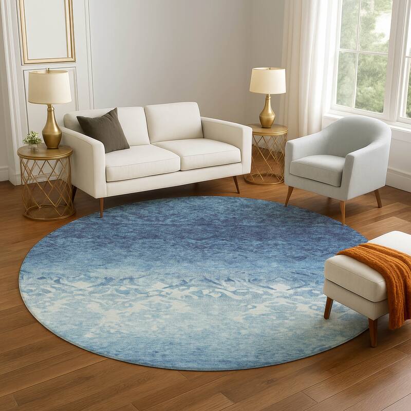Premium Washable Super Soft Modern Ombre Mayfield Rug - Denim - 8' x 8'
