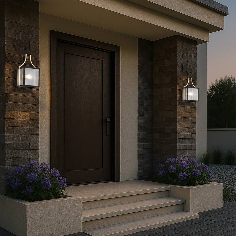 Holden Small Outdoor Lantern Gold and Black Finish Clear Glass - Black / Gold