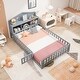 preview thumbnail 4 of 39, Full-Size Montessori Floor Bed with Bookcases & Blackboards, Solid Wood Design for Kids with Guardrails & Storage, Grey