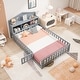 preview thumbnail 4 of 11, Grey Full Size Plywood Montessori Floor Bed with Bookcases and Guardrails