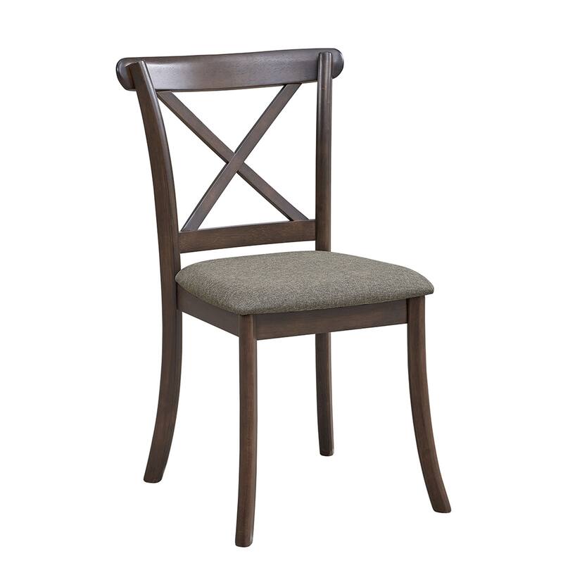 Wooden X Back Dining Chairs Set of 2, Modern Fabric Upholstered Kitchen Side 2PC Chairs