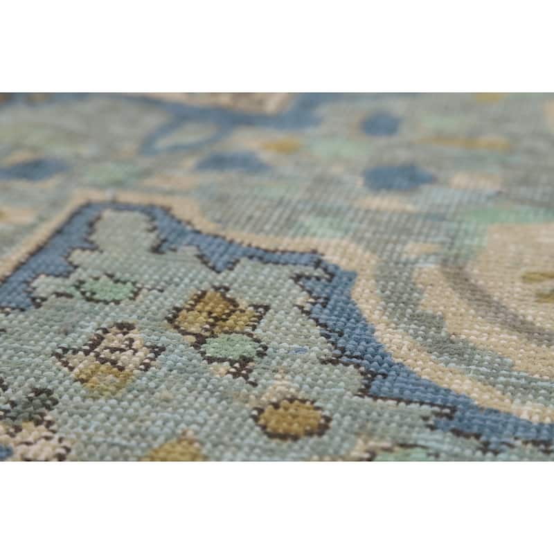 Blue Floral Tabriz Persian Rug Hand-Knotted Traditional Wool Carpet - 7'11"x 10'11"
