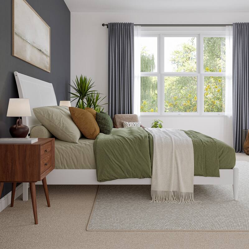 Valencia Solid Wood Low Profile Sleigh Platform Bed